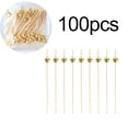 thumbnail image 2 of Brochetas de bambú para frutas, 100 unidades, palillos para cócteles, brochetas decorativas de plástico dorado para aperitivos, kebabs de frutas, minihamburguesas para bebidas, palillos de mano, palit, 2 of 8