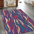 thumbnail image 3 of Tribal Style Washable Area Rugs 4'x6', Abstract Boho Ethnic Feather Leaf Low Pile Throw Living Room Rug Non-Slip Sturdy Edge Binding Carpet for Indoor Entryway Bedside Kitchen, 3 of 9