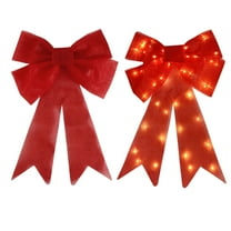 Darzheoy Christmas LED Bow Light 24 Inch Hanging Outdoor Decor with Battery Operation for Home Garden Party Festive Lighting Indoor Use