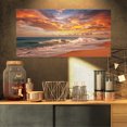 thumbnail image 1 of Waves under Colorful Clouds - Large Seashore Canvas Print, 1 of 3