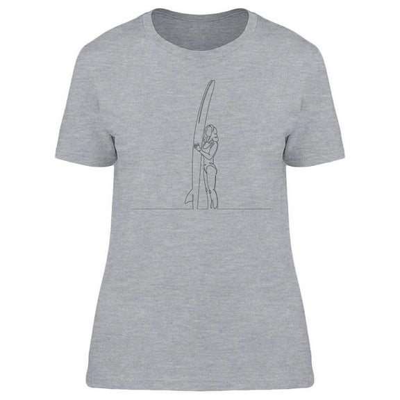 Woman Stands With A Surfboard T-Shirt Women -Image by Shutterstock, Female Medium