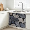 thumbnail image 3 of Natural Stone Small Cabinet Curtains 10"W x 11"L, Farmhouse Rustic Geometric Wall Sink Skirt Dust-Proof Short Curtain for Bathroom Vanity Storage Cubby Desk, Self Adhesive Privacy Drapes, 3 of 9