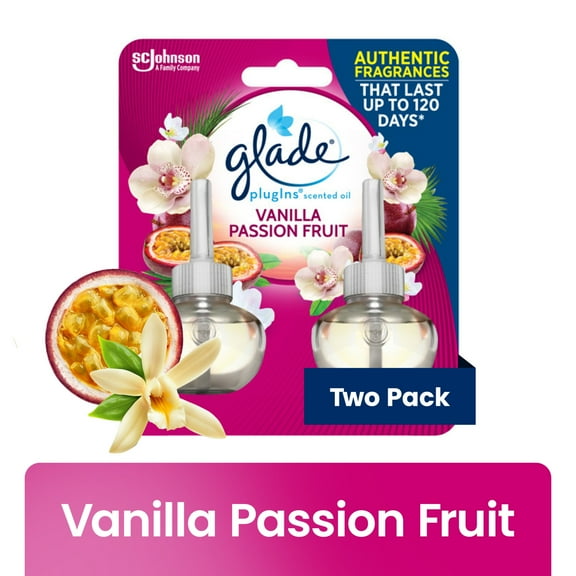 Glade PlugIns Air Freshener Refills, Vanilla Passion Fruit, Infused with Essential Oils, 0.67 oz, 2 Count