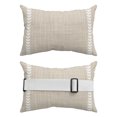 thumbnail image 6 of Modern Minimalist Outdoor Pillows for Chaise Lounge Chair Waterproof Lumbar Pillows with Insert&Adjustable Strap Beach Headrest Pillow Country Farmhouse Simple Stripes Art Beige Pool Pillow 12"x20", 6 of 9
