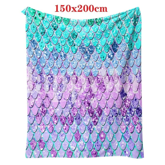 Taicans ‌Mermaid Tail Throw Blanket for Couch,Reversible Plush Flannel Blanket,‌ Washable Lightweight Blanket for Couch Sofa Bed office,Warm Plush Blankets for All Season,59x78.7in