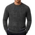 thumbnail image 5 of Miqool Men's Cable Knit Fitted Sweaters Casual Trendy Crew Neck Long Sleeve Fall Winter Chunky Pullover Sweater, 5 of 5