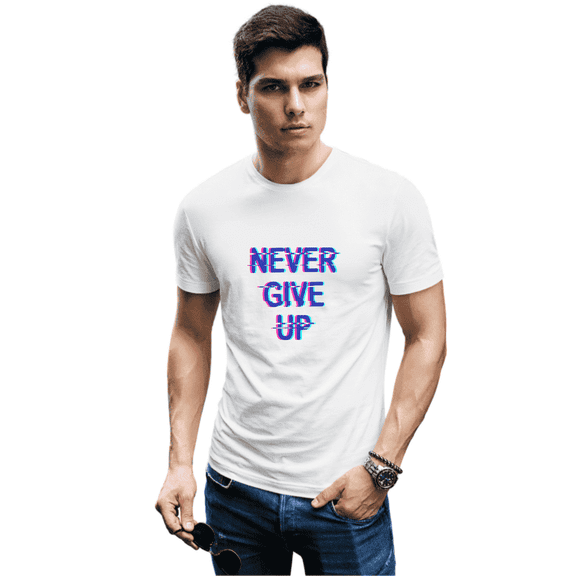 JAVA IMPRESSIONS Never Give up, Casual Short Sleeve, T-Shirts (Men's)