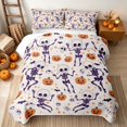 thumbnail image 2 of Erosebridal Happy Halloween Skeleton Twin Quilt Set, Cartoon Bat Twin Coverlet Set for Boys Girls, White Orange Purple, 2 Pieces 1 Bedspread and 1 Pillowcase, 2 of 7
