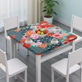 thumbnail image 3 of Pioneer Flower Floral Print Pattern Square Fitted Tablecloth with Elastic Edge,Square Table Cover,Washable Elastic Table Cover for Home Kitchen Party Decor 36"x36", 3 of 6