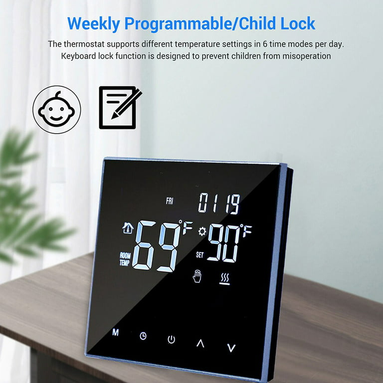 220V Digital Thermostat Room Temperature Controller Underfloor Heating Wall  Heating Room Thermostat Child Lock LED Display