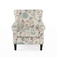 thumbnail image 2 of Accent Club Chair, Classic Rolled Arms, Floral White and Blue Fabric Design, 2 of 5
