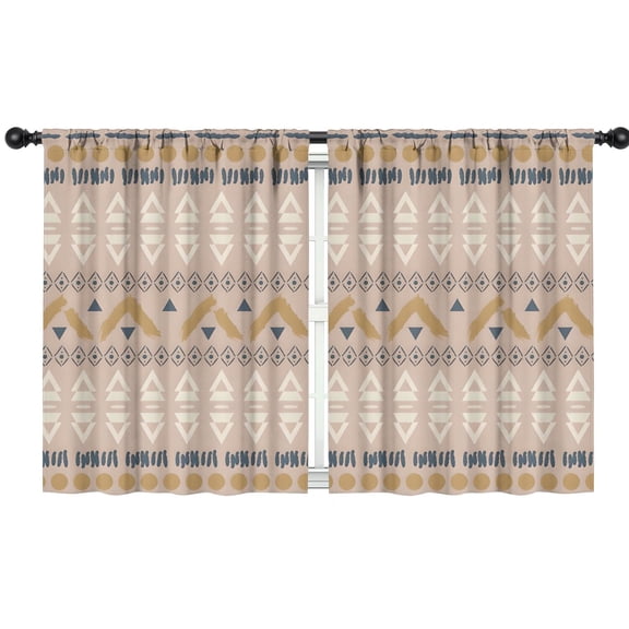 Blackout Kids Curtains,Brown Geometric Triangle Diamond Pattern Childrens Insulated Curtains Set Of 2,Bedroom Essentials,Toddler Room Decor 42x54in(106x137cm)