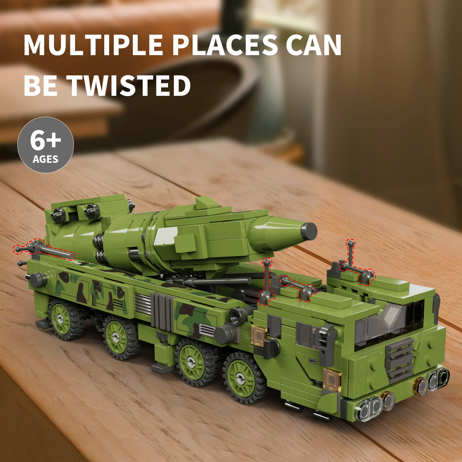 Cacagoo 782PCS Military Missile Truck Building Blocks Set - Army Vehicle Model Kit for Kids & Collectors