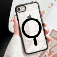 thumbnail image 4 of Phone SE Case 2022/2020, iPhone 8/7 Case Compatible with MagSafe, Anti Yellowing Shockproof Phone Case for Women Men Slim Thin Clear Phone Cover (4.7 inch) - Candy Black, 4 of 15