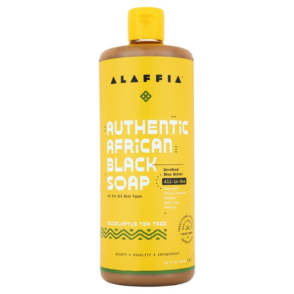 Alaffia Authentic African Black Soap, All-in-One Soap, Eucalyptus Tea Tree, 32 fl oz
