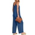 thumbnail image 4 of Fantaslook Jumpsuits for Women Casual Sleeveless Spaghetti Strap Rompers Boho Wide Leg Jumpsuits Overalls Dressy Trendy Outfits Clothes, 4 of 8