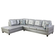 Star Home Living Corp Harry Faux Leather Right Sectional Sofa in Silver White