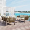 thumbnail image 3 of Churanty 4 Piece Patio Furniture Outdoor Rope Sofa Set, All Weather Double Rope Conversation Set with Loveseat and 2 Chairs & Coffee Table for Backyard Porch Garden, Beige, 3 of 13