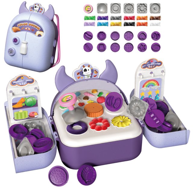 Kit de arcilla de modelado estilo mochila para niños, juego de juguetes de arcilla seca al aire con estuche de almacenamiento