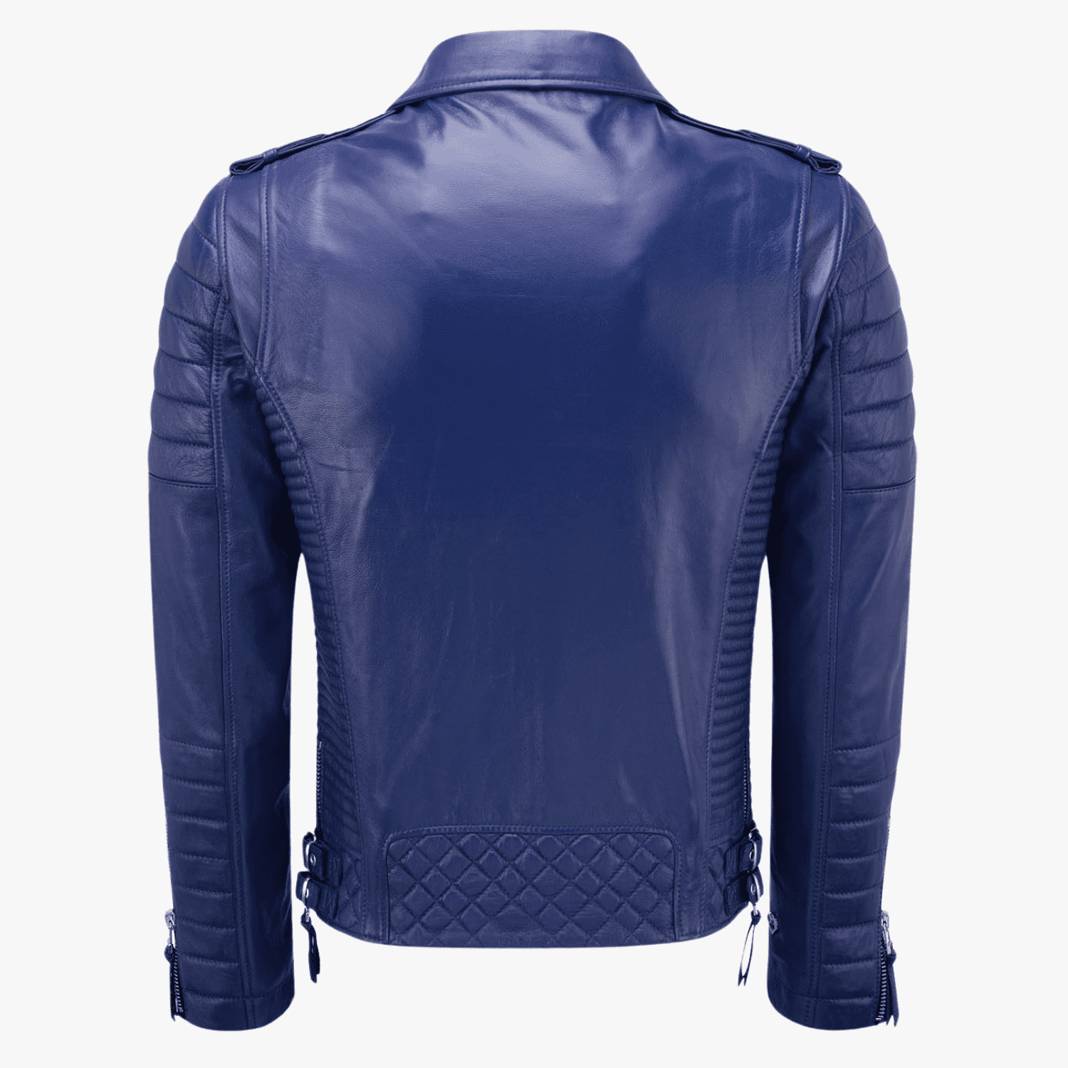 Lambskin Real Leather Jacket For Mens Handmade Blue Quilted Leather Jacket