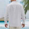 thumbnail image 4 of Cotton Linen Shirt for Men Henley Neck Solid Color Lightweight Breathable Slim Fit Single Breasted Shirt Long Sleeve Button Up Simple Fahion Shirts For Men, 4 of 4