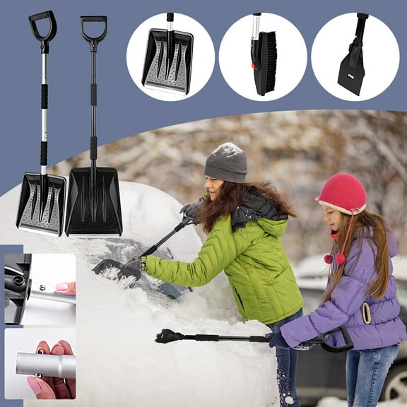 Nsxcdh 3 in 1 Snow Shovel Set with Ice Scraper and Snow Brush,Stainless Steel Pp,37.8 In,Detachable Retractable Heavy Duty for Vehicle Windshield Winter Snow Removal,Automotive Accessories