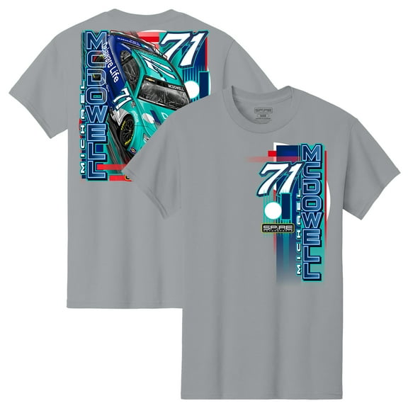 Men's Spire Motorsports Gray Michael McDowell Delaware Life Car T-Shirt