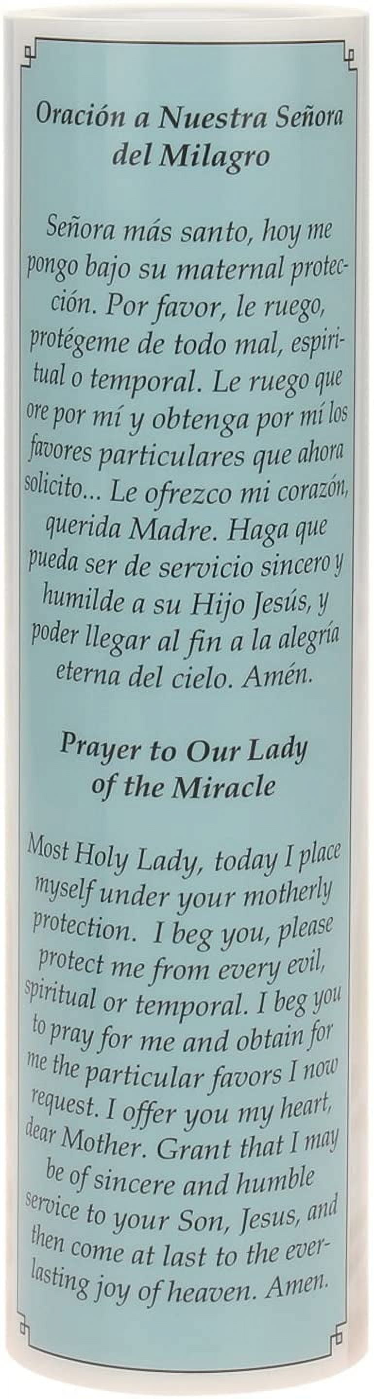 Stonebriar, Flameless LED Prayer Pillar Candle, Lady of Miracles, 11.5", Unscented, Battery Powered, Multicolor