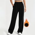 thumbnail image 2 of HomeDM Women's Fleece Sweatpants Wide Leg Elastic Waist Lounge with Pockets Black Wide Leg Baggy Casual Jogger Size 2XL, 2 of 9