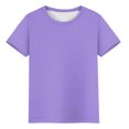thumbnail image 4 of Scyoekwg Womens Short Sleeve T Shirts Round Neck Basic Tops Lightweight Dressy Casual Blouses Loose Trendy Solid Color Blouses (Purple,XXL), 4 of 5