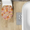 thumbnail image 4 of ZIATUBLE Hippie Flower Toilet Lid Dust Cover Elastic Toilet Lid Covers for Bathroom Decoraction Soft Cozy Flannel Elongated Toilet Lid Cover Elongated Lids Fits Most Toilet Lids, 4 of 6