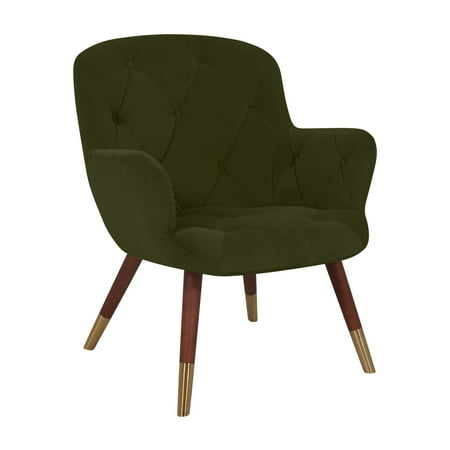 Handy Living Halen Diamond Tufted Velvet Arm Chair