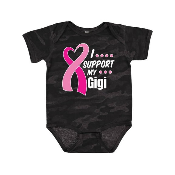 Inktastic Breast Cancer Awareness I Support My Gigi with Pink Ribbon Boys or Girls Baby Bodysuit