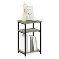 thumbnail image 2 of Furinno Just 3-Tier Industrial Metal Frame End Table with Storage Shelves, 1-Pack, French Oak, 2 of 5