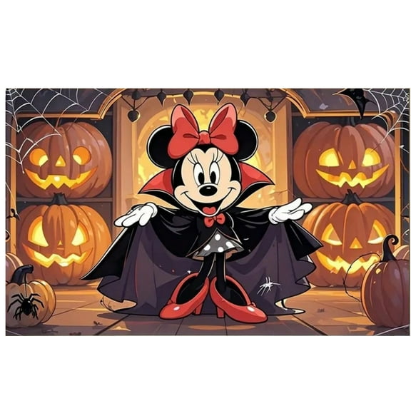 Pumpkin Minnie Halloween Decoration Backdrop Banner 5.9x3.6ft Pumpkin Ghost Style Party Decoration Banner Backdrop Photo Booth Props for Home Indoor Outdoor Party Supplies