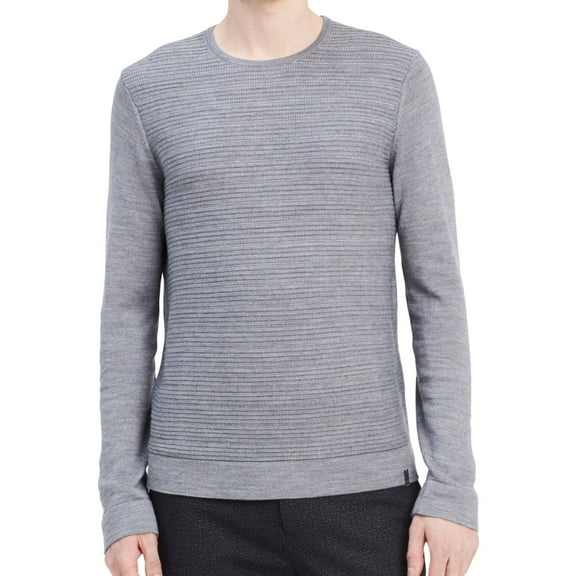 Calvin Klein Mens Textured Stripe Pullover Sweater, Grey, X-Large