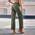 thumbnail image 4 of Audhol Cargo Pants for Women, Women High Waisted Cargo Pants Wide Leg Casual Pants 6 Pockets Trousers Womens Cargo Pants with Pockets Green 2XL, 4 of 7