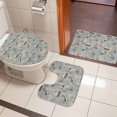 thumbnail image 5 of Blue Grey Nautical Bathroom Rugs Set Vintage Boats Seaports Maps Fish Linen Non Slip Absorbent Soft Bath Mats 3 Piece Set with Bathroom Rug, U-Shaped Floor Mat, Toilet Seat Cover Small Size, 5 of 9