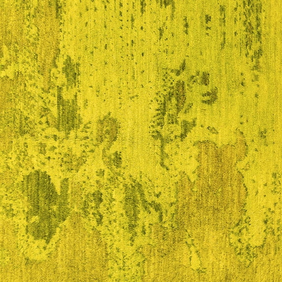 Ahgly Company Indoor Square Abstract Yellow Modern Area Rugs, 8' Square