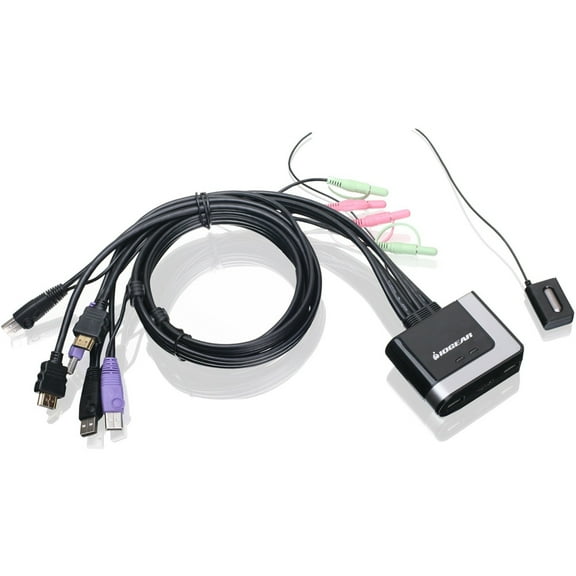 IOGEAR KVM 2-Port HDMI Cable Switch with Cables and Audio - GCS62HU