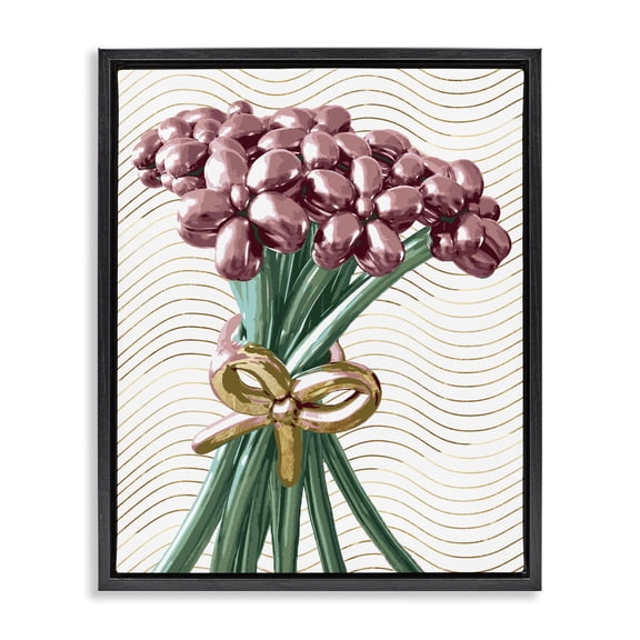 Stupell Industries Modern Balloon Bouquet on Stripes Black Floating Frame Canvas Art, 17 x 21, by Lil' Rue