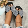 thumbnail image 7 of ShiShine Women's Striped Bow Flip Flops EVA Non-Slip Beach Sandals with Pearl Pendant for Summer Vacation, 7 of 7