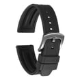 thumbnail image 1 of Correas de reloj Uxcell 20mm Correa de caucho de liberación rápida Correa negra hebilla plateada, 1 of 7