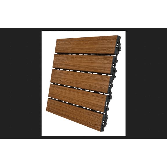 Aura 5011917 6 sq. ft. 12 x 12 in. Honey Teak Composite Balcony & Deck Tiles - Pack of 6
