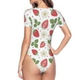 thumbnail image 4 of Haiem Strawberry Women's Crew Neck Short Sleeve Bodysuit Tops Stretchy Slim Basic-Small, 4 of 9