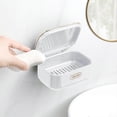 thumbnail image 3 of Jabonera con desagüe y tapa para pared, ideal para ducha, baño, bañera y fregadero. Mantiene el jabón seco y resistente al agua (blanco)., 3 of 5