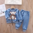 thumbnail image 4 of Conjunto de pijama de franela para niño y niña, ropa de dormir gruesa y cálida de dibujos animados, traje informal para el hogar de 0 a 5 años, para invierno y Navidad, novedad, 4 of 4