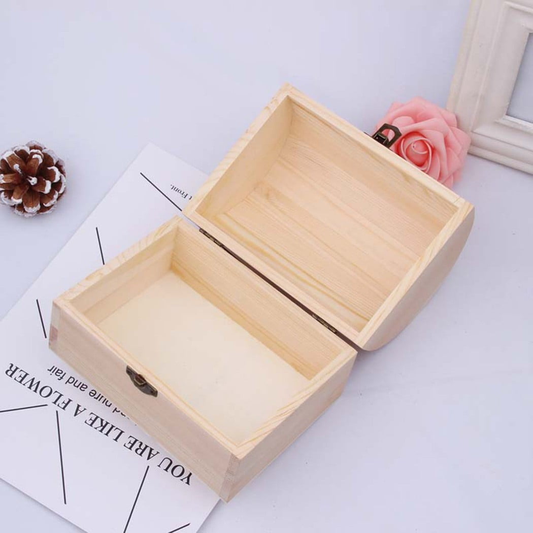 Plain Wood Wooden Arched Hinged Storage Boxes Craft Gift Box - Walmart.com