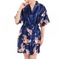 thumbnail image 4 of Women Silk Nightgown Summer Loose Fit Printed Satin Robes For Women Short Kimono Bridesmaids Lightweight Soft Lingerie Robes, 4 of 7