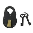 thumbnail image 2 of Treasure Gurus Antique Style Rustic Cast Iron and Brass Padlock Heavy Duty Skeleton Key Lock Set with 2 Keys, 2 of 4